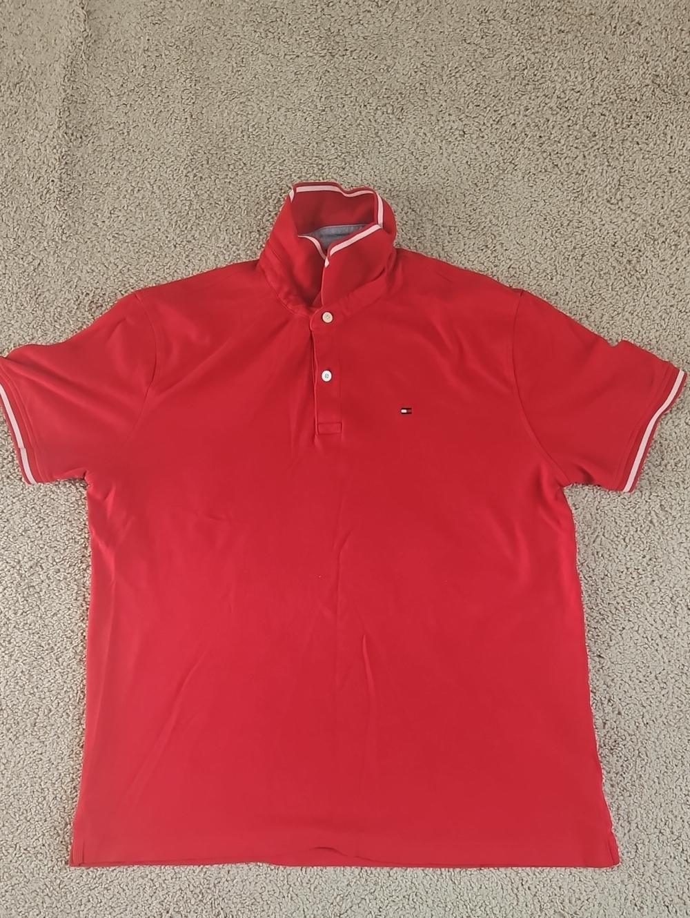 Tommy Hilfiger Red Polo with Contrast Trim